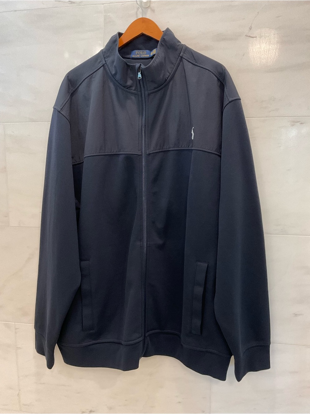 POLO Ralph Lauren NAVY BLUE HYBRID Double Knit Full Zip Jacket size 3XLT T70